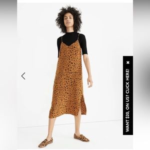 Madewell leopard print silk slip dress size 8